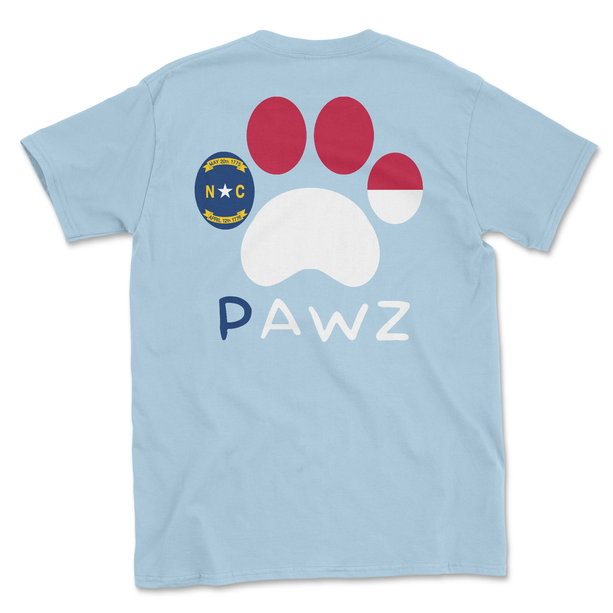 North Carolina Flag Paw (Adult Short Sleeve T-Shirt)