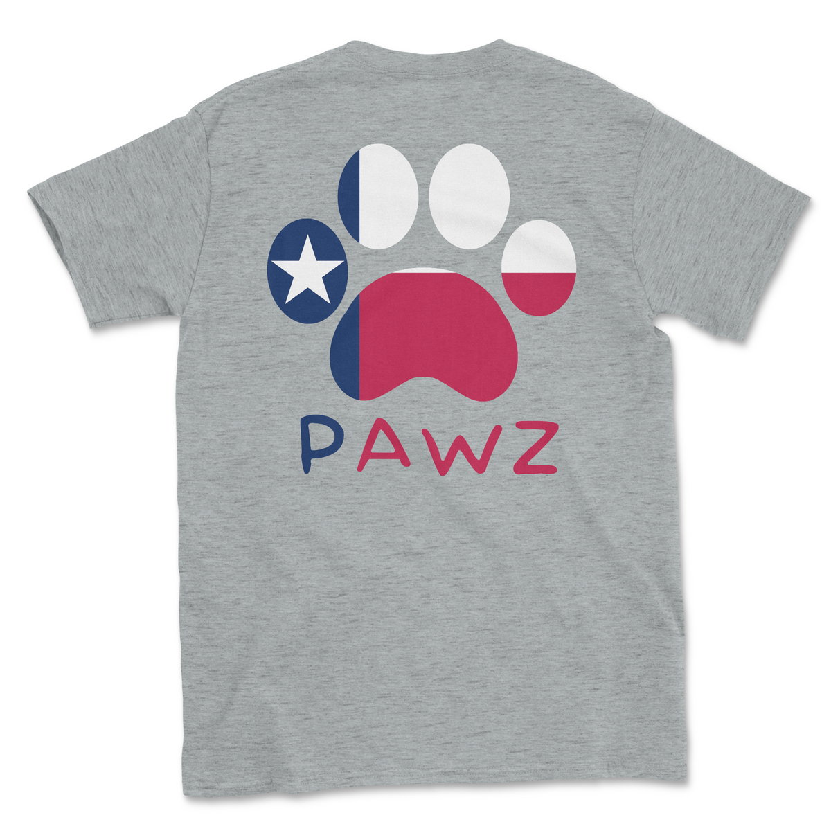 Texas Flag Paw (Adult Short Sleeve T-Shirt) (100% Donation)