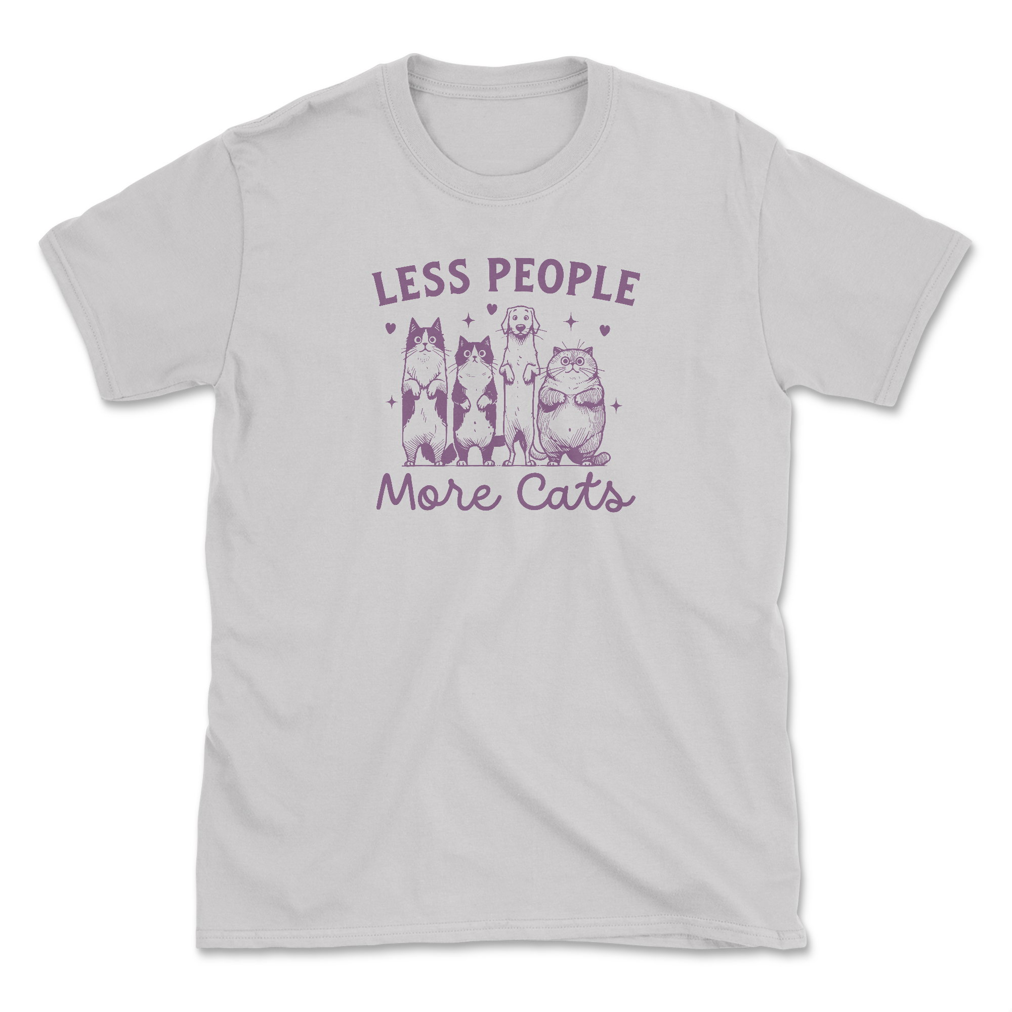 Less People More Cats (Front Print) (Super Sale) (Adult Short Sleeve T-Shirt)