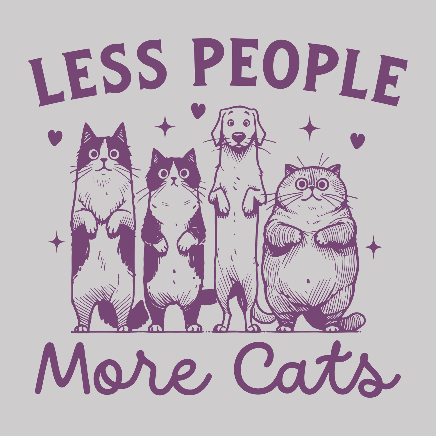 Less People More Cats (Front Print) (Super Sale) (Adult Short Sleeve T-Shirt)
