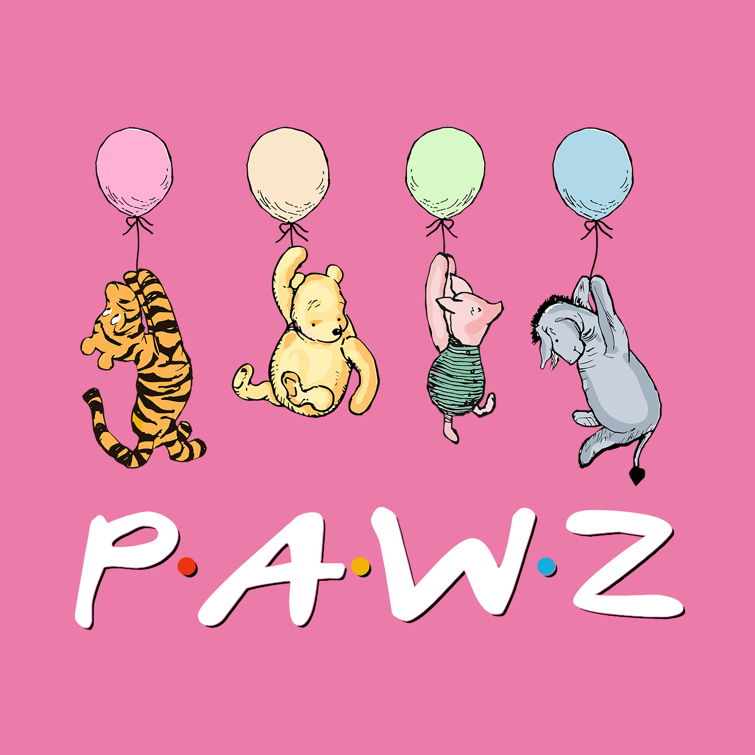 Best Friends - Hot Pink (Front Print) (Super Sale) (Adult Hoodie)