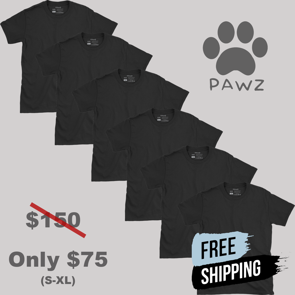 Black (6-Pack) Tshirt Bundle (Adult Short Sleeve T-Shirts)