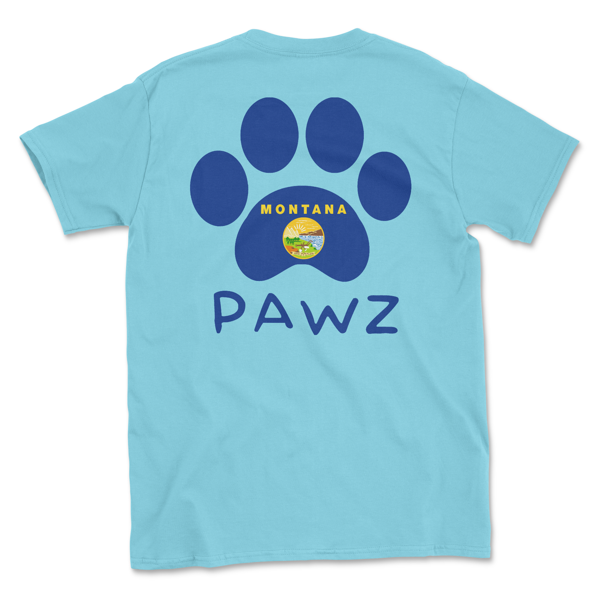Montana Flag Paw (Adult Short Sleeve T-Shirt)