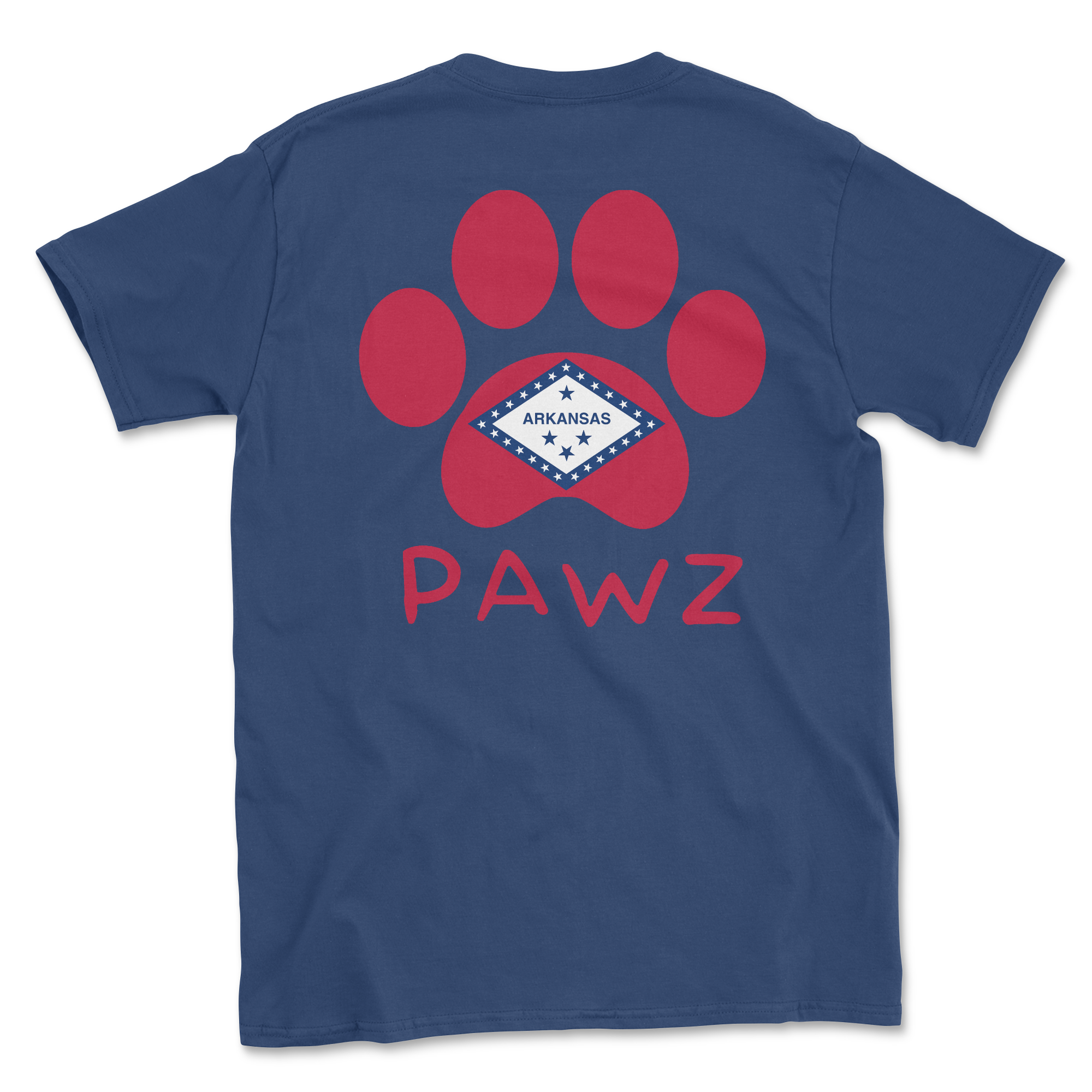 Arkansas Flag Paw (Adult Short Sleeve T-Shirt)