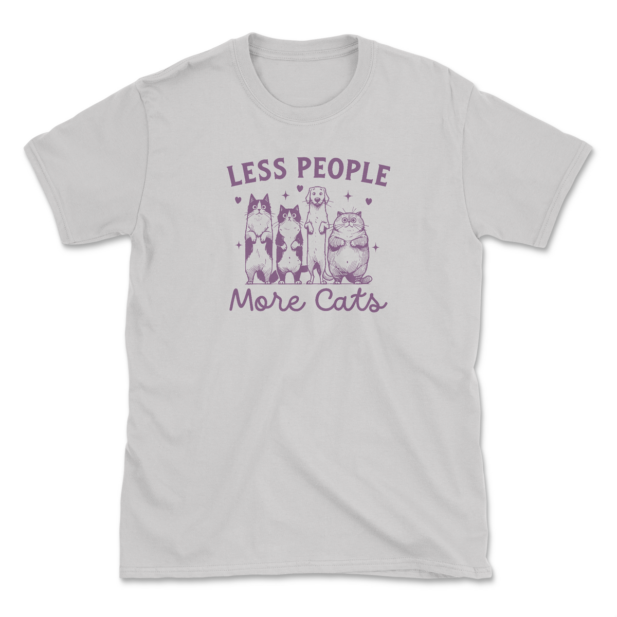 Less People More Cats (Front Print) (Super Sale) (Adult Short Sleeve T-Shirt)