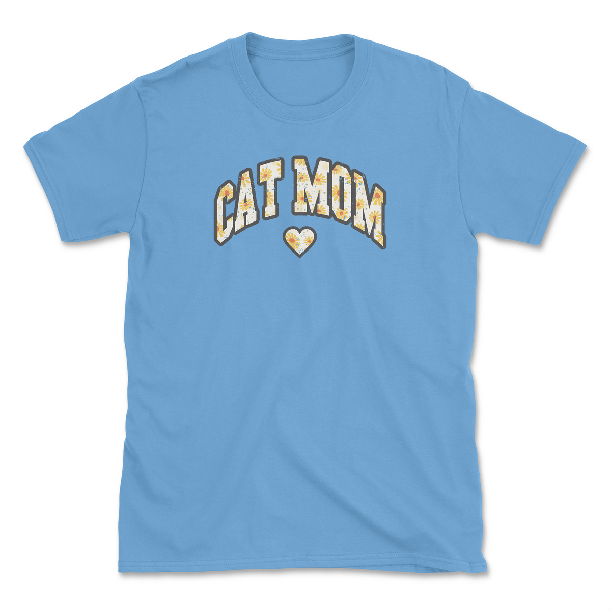 Cat Mom - Front Print - Carolina Blue (Adult Short Sleeve T-Shirt)