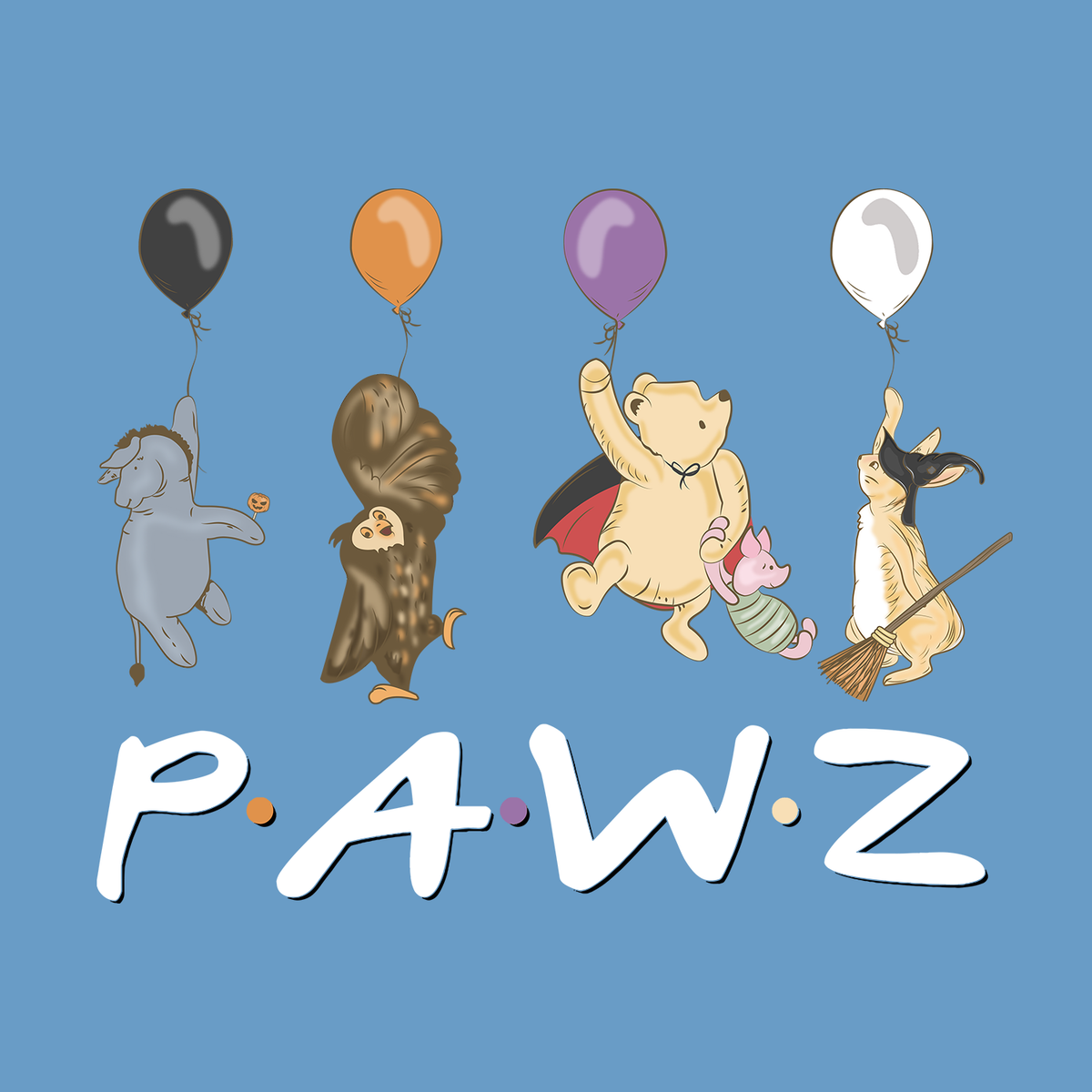 Forever Friends (Carolina Blue) (Front Print) (Adult Hoodie)